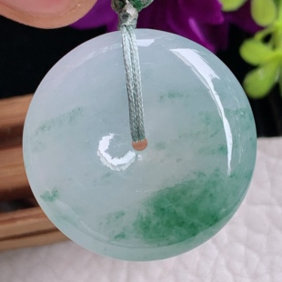 6.2缅甸翡翠飘花平安扣吊坠精美宝宝平安玉坠 zz3实拍27.8