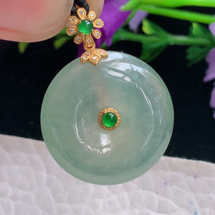 玉扣玉吊坠 玉挂件精美礼品 5缅甸翡翠精雕冰黄平安扣 zzx实拍22