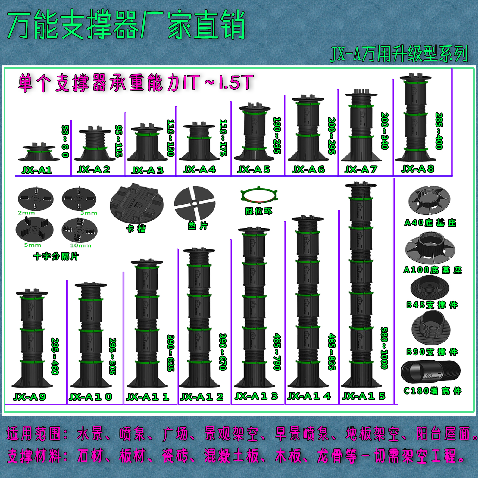 水景石材支撑器爱塑家塑业架空