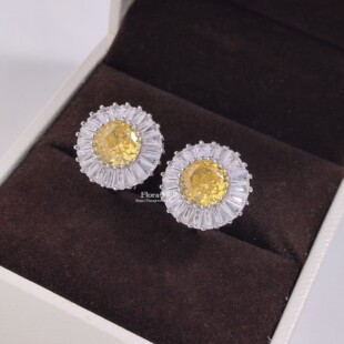 不打耳洞的耳环简约气质雏菊设计百搭耳夹黄色高级感可以夹的耳饰