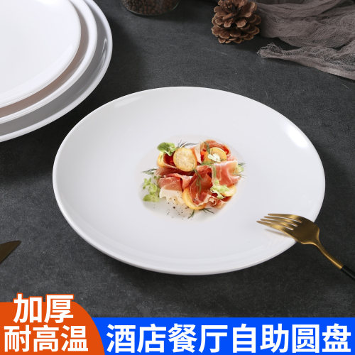 加厚密胺盘子商用白色仿瓷塑料圆形菜盘饭店专用自助餐盘圆盘骨碟