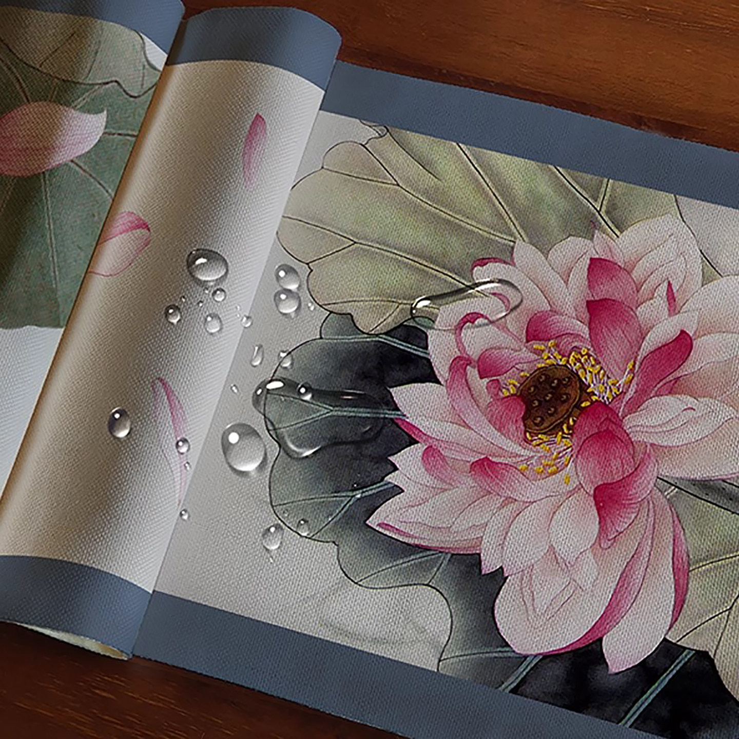 原创禅意莲花桌旗长茶席台布包邮