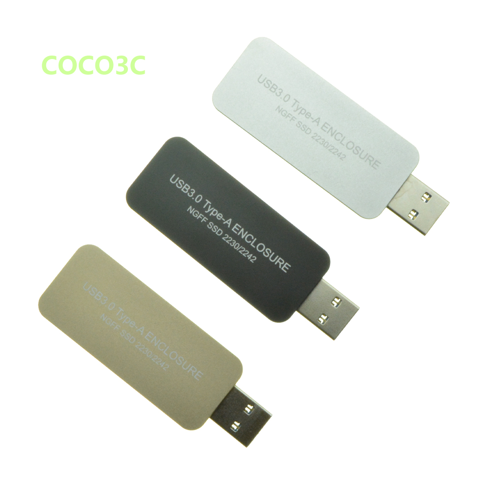 U盘直插式M.2移动硬盘盒壳USB3.0 转 B+M key NGFF SATA SSD 2242