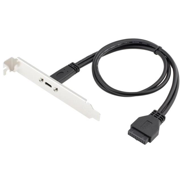 台式机主板19针20Pin USB3.0母头转USB3.1 Type-C 母口线pcie挡板