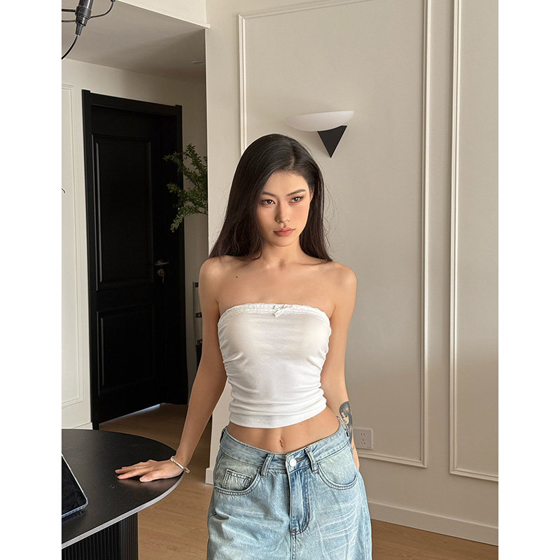 BBJJS 美式复古辣妹抹胸背心女夏季设计感小众显瘦别致露肩上衣潮,女装/女士精品,抹胸,淘宝优惠券,粉丝福利购,淘宝优惠卷