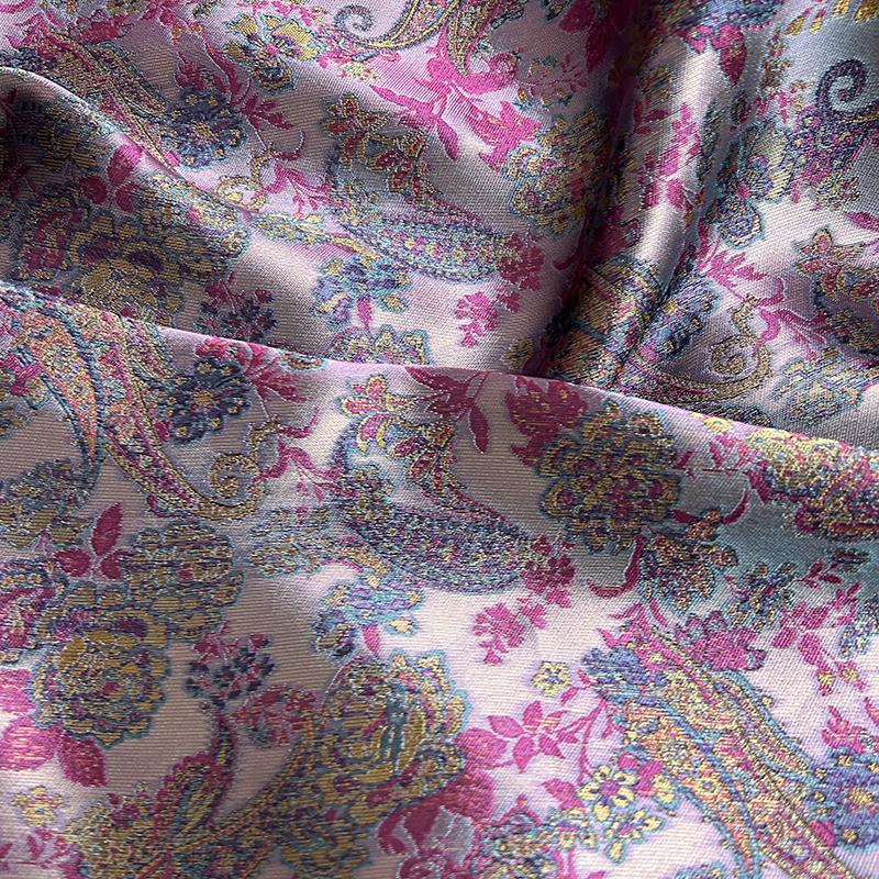 紫霞新中式国风织锦缎提花面料旗袍马甲外套布料阿布的世界