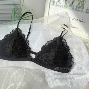 前扣内衣法式 女性感蕾丝细肩带夏无钢圈 三角杯前开扣小胸平胸薄款