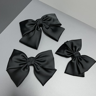 大中小号黑色绸缎2026新品韩国款发饰蝴蝶结发夹弹簧夹鸭嘴夹