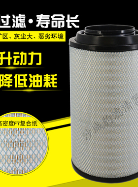 K2841空气滤芯适用豪沃T7H解放J6P J6H陕汽德龙F3000纳米空滤清器