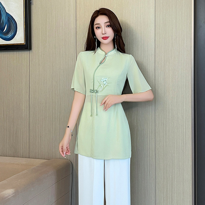 足疗店推拿按摩气质显瘦长裤工衣2025新款采耳师柔式性感旗袍套装,女装/女士精品,酒店工作制服,淘宝优惠券,粉丝福利购,淘宝优惠卷