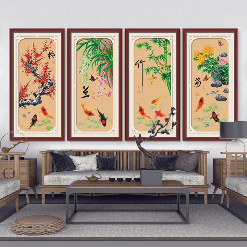 春天十字绣现代客厅梅兰竹菊