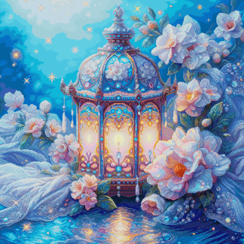 春天十字绣简约现代客厅云吟宫灯