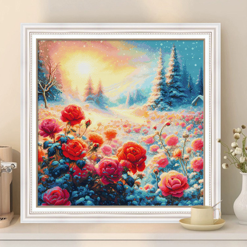满绣十字绣客厅欧式梦幻花卉玫瑰风景小幅卧室2026新款线绣自己绣
