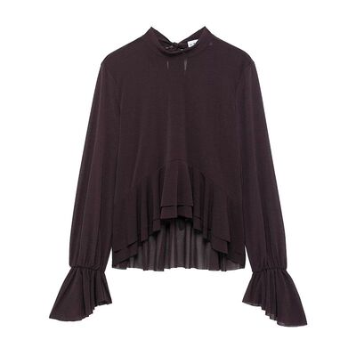 Willshela Women Fashion Brown Back Bow Lace Up Ruffled Pleat
