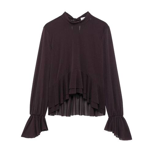 Willshela Women Fashion Brown Back Bow Lace Up Ruffled Pleat