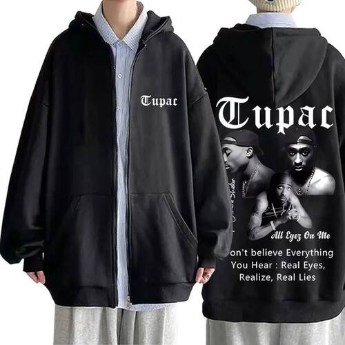 Rapper Tupac 2pac Shakur All Eyez on Me Zipper Hoodie Men Hi