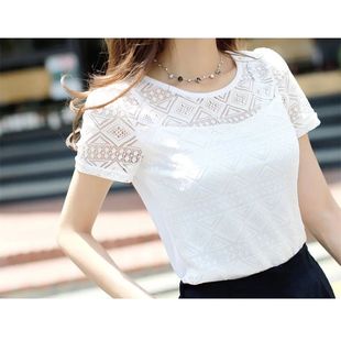 New Women Clothing Chiffon Blouse Lace Crochet Female Korean