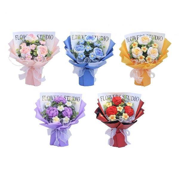 Crochet Flowers Bouquet with Light Floral Arrangements Handm