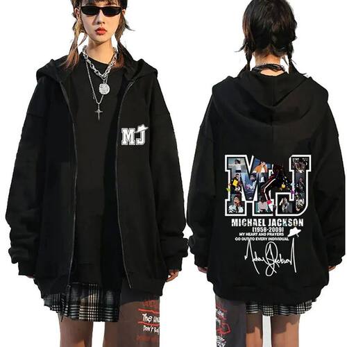 Classic Vintage Michael Jackson Zipper Hoodie Men Women Hip