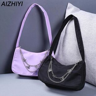 Casual Ladies Solid Color Butterfly Chain Underarm Bag Women