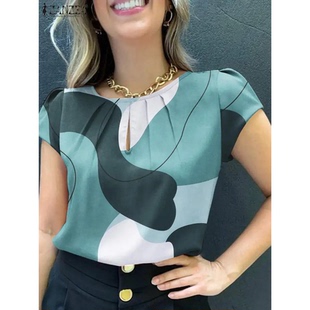 ZANZEA Women Summer Blouse Bohemain Holiday Shirt Fashion Sh