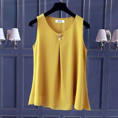 Obesity Women Chiffon Shirt  2025 New Summer Sleeveless O-ne
