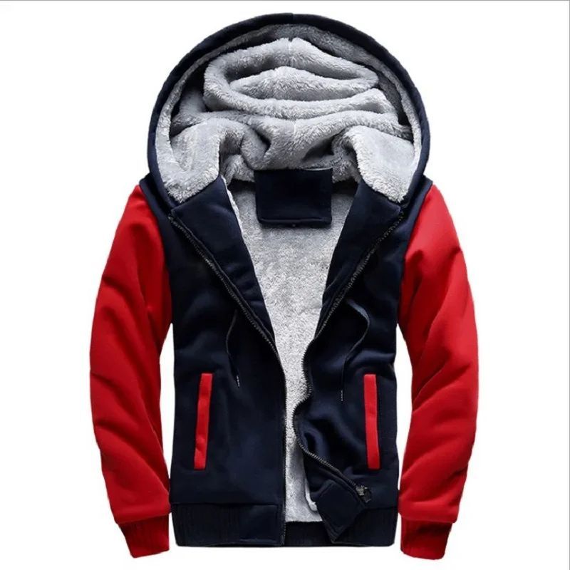 Autumn Winter Mens Fleece Lined Thicken Hooded Sweatshirt 5X