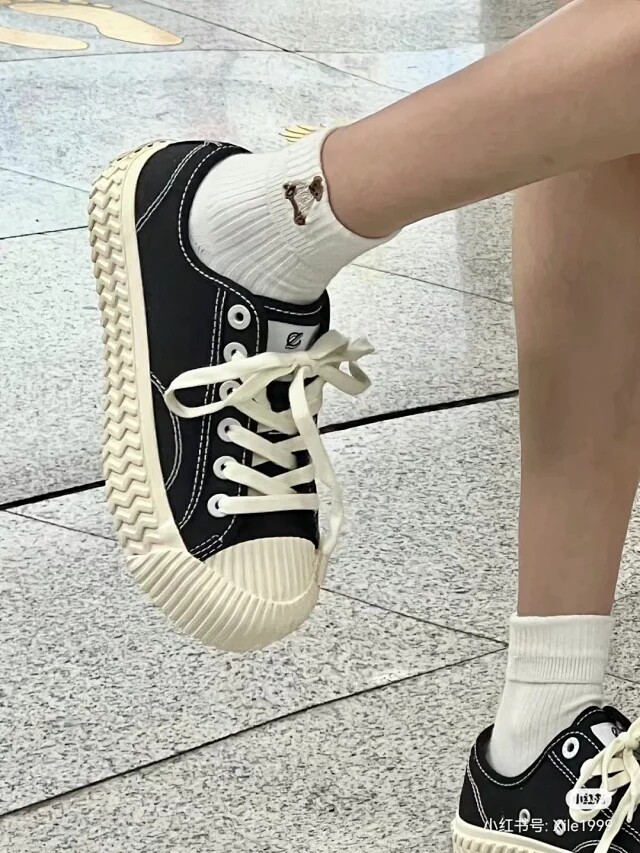 明星款！韩国饼干鞋女士厚底增高休闲帆布鞋男女款35-40码