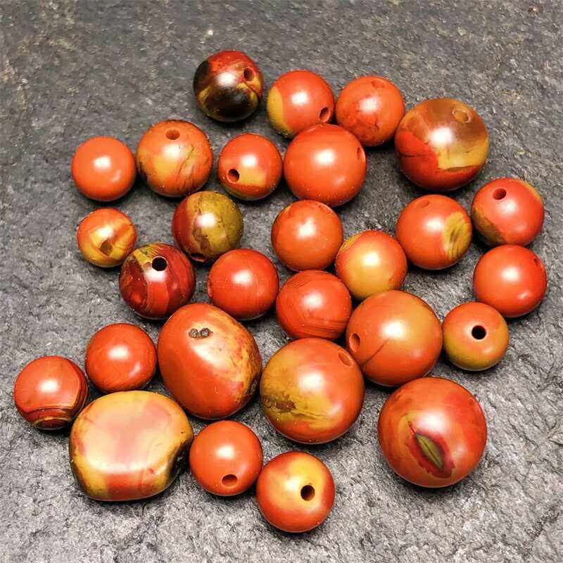 川料南红玛瑙包浆圆珠配饰珠原矿手工打磨散珠文玩手串配珠顶珠