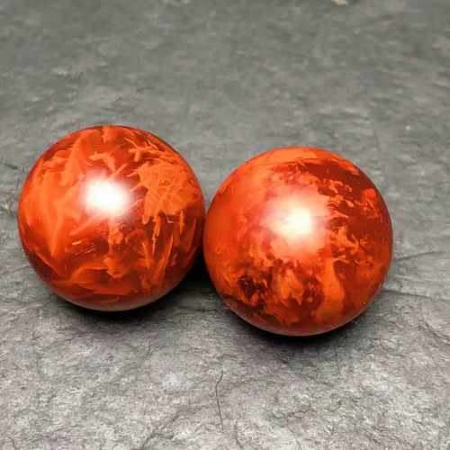 川料南红玛瑙圆珠对珠柿子红火焰纹牛血红手工打磨珠子手串配饰珠