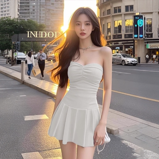 2026新款夏季抹胸白色连衣裙气质优雅显瘦a字裙高级感短款裙子女