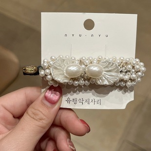 重工珍珠发夹刘海碎发边夹bb夹网红一字夹发卡2025年新款 夹子头饰