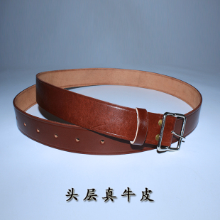 舞台演出针扣牛皮外腰带八路红军新四军空降兵老式皮带老兵武装带
