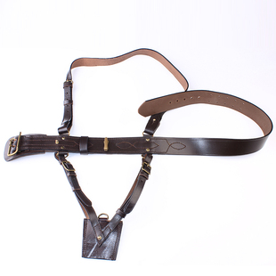 二战时期山姆布朗式腰带武装带剑鞘挂套英美牛皮外腰带斜肩挎背带