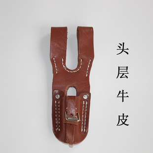 二战时期日军三八式刀鞘牛皮剑库38式皮挂剑鞘三棱刀腰挂前盒后盒