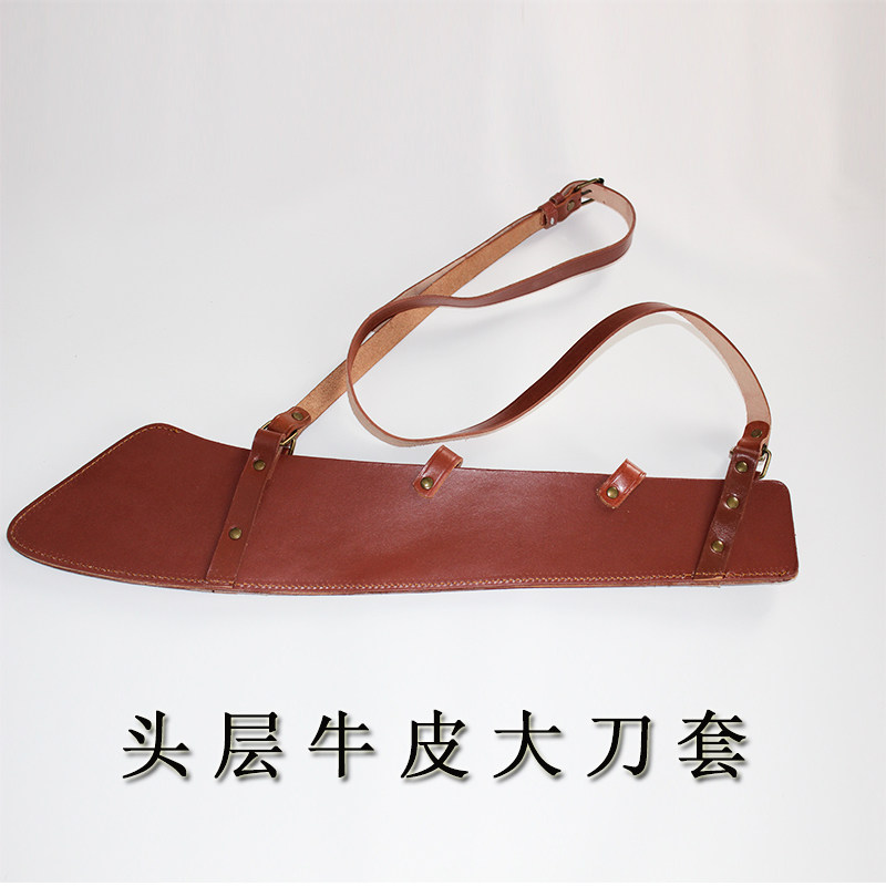 影视演出道具木制红军大刀牛皮大刀套刀鞘红色娘子军舞台抗战木刀 - 实物图