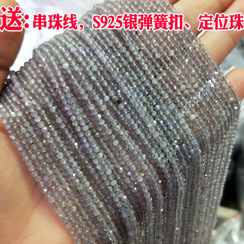 diy纯天然拉长石切面锁骨链散珠
