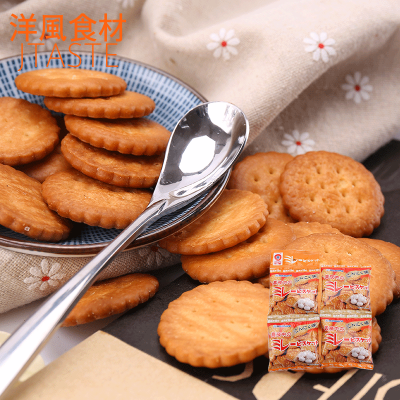 日本进口零食品 野村煎豆 蒜香饼干(4连包)120g 好吃的薄脆