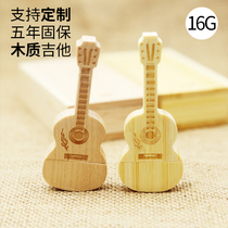 Wooden guitar 16g U disk creative gift custom wood Business Festival diylogo