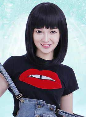 齐肩假发高温丝头女短发仿真自然蓬松减龄中长直发齐刘海气质冲钻