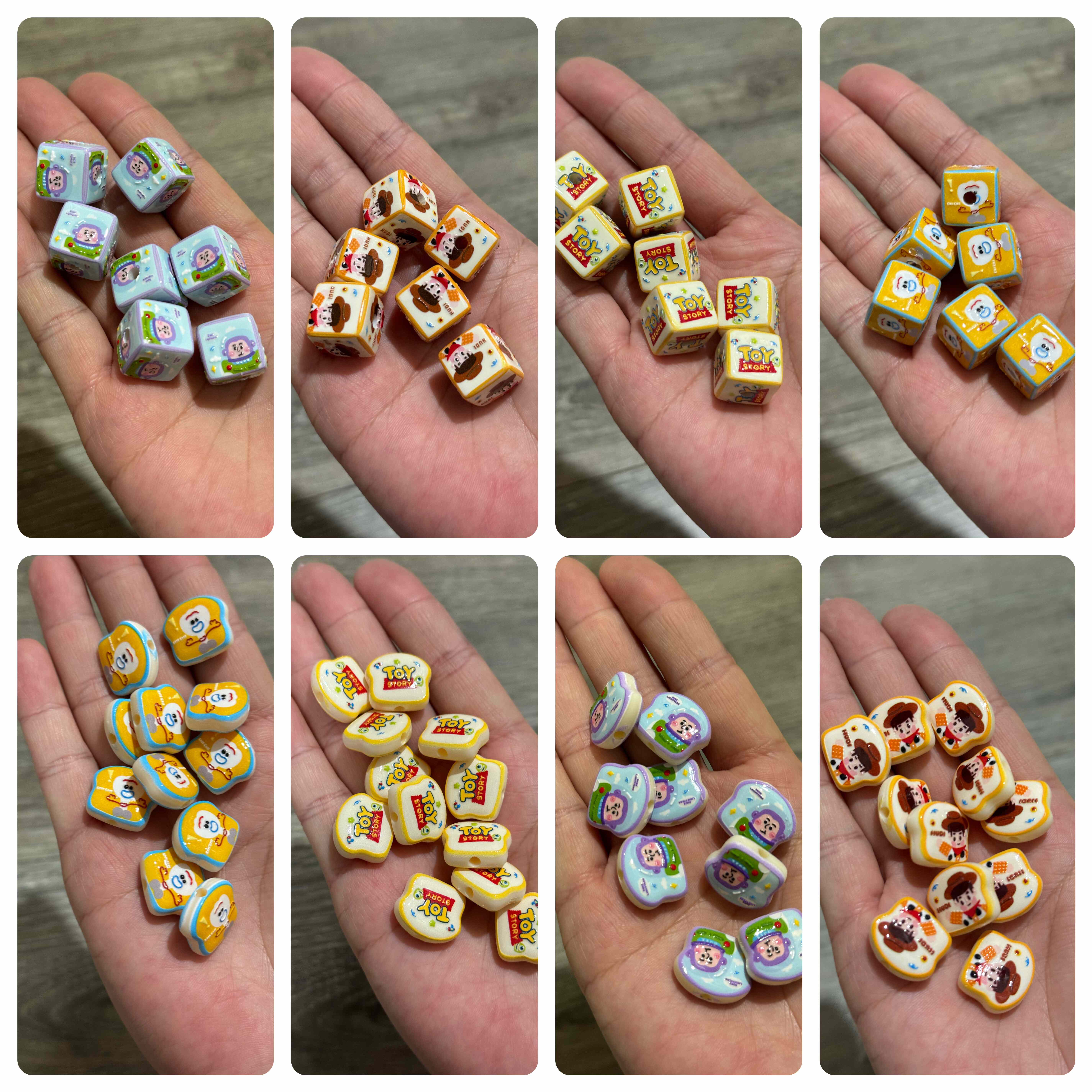 K16经典TOY玩具总动员胡迪三眼仔方块通孔珠DIY手机包链配饰