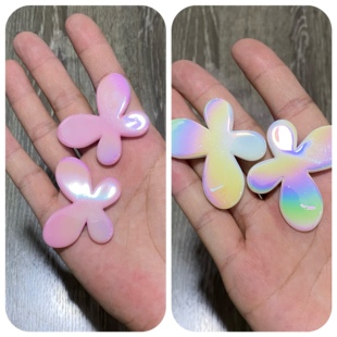 新款镀彩大蝴蝶手绘底胚百搭扁片异形可爱DIY手机包链钥匙扣配饰