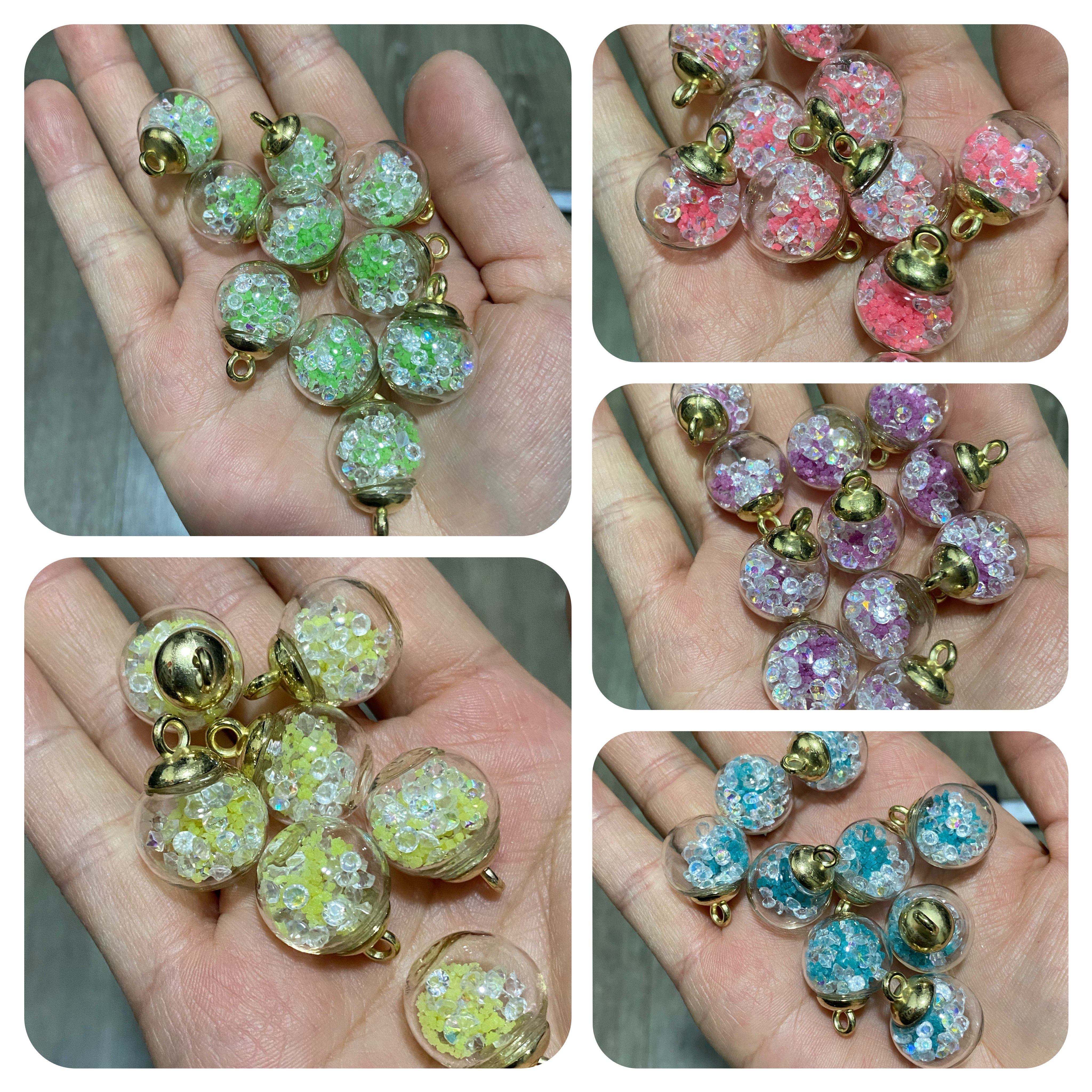 夜光碎石晶灯泡玻璃球吊百搭彩虹色diy葡萄串车挂可爱女发饰配件