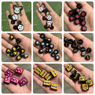 新迪士尼电镀/滴油米奇米妮百搭卡通孔珠DIY手机包链钥匙扣女配饰