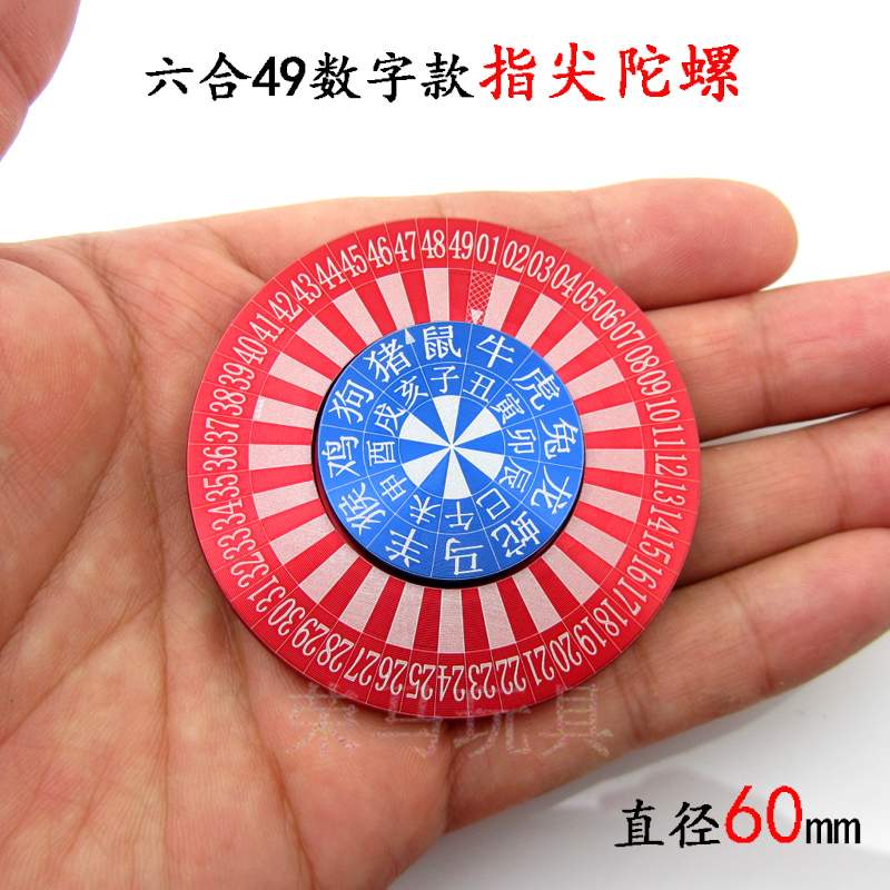 指尖陀螺六合49个数字幸运转盘12生肖地支选号神器减压铝合金玩具