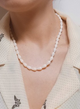 BKPP轻奢小众贝壳水滴串珠项链女高级设计感网红气质锁骨链ins
