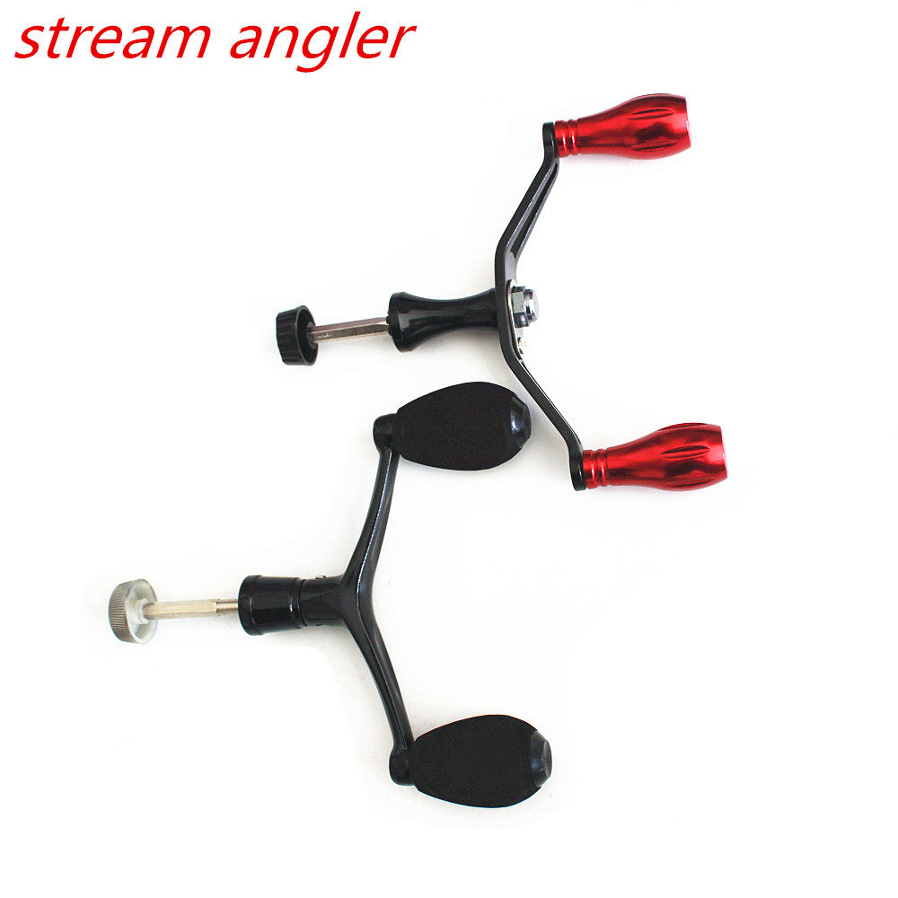 国产纺车轮改装双摇臂双握丸六边形轴 湖库鱼线轮绞车摇杆diy改进