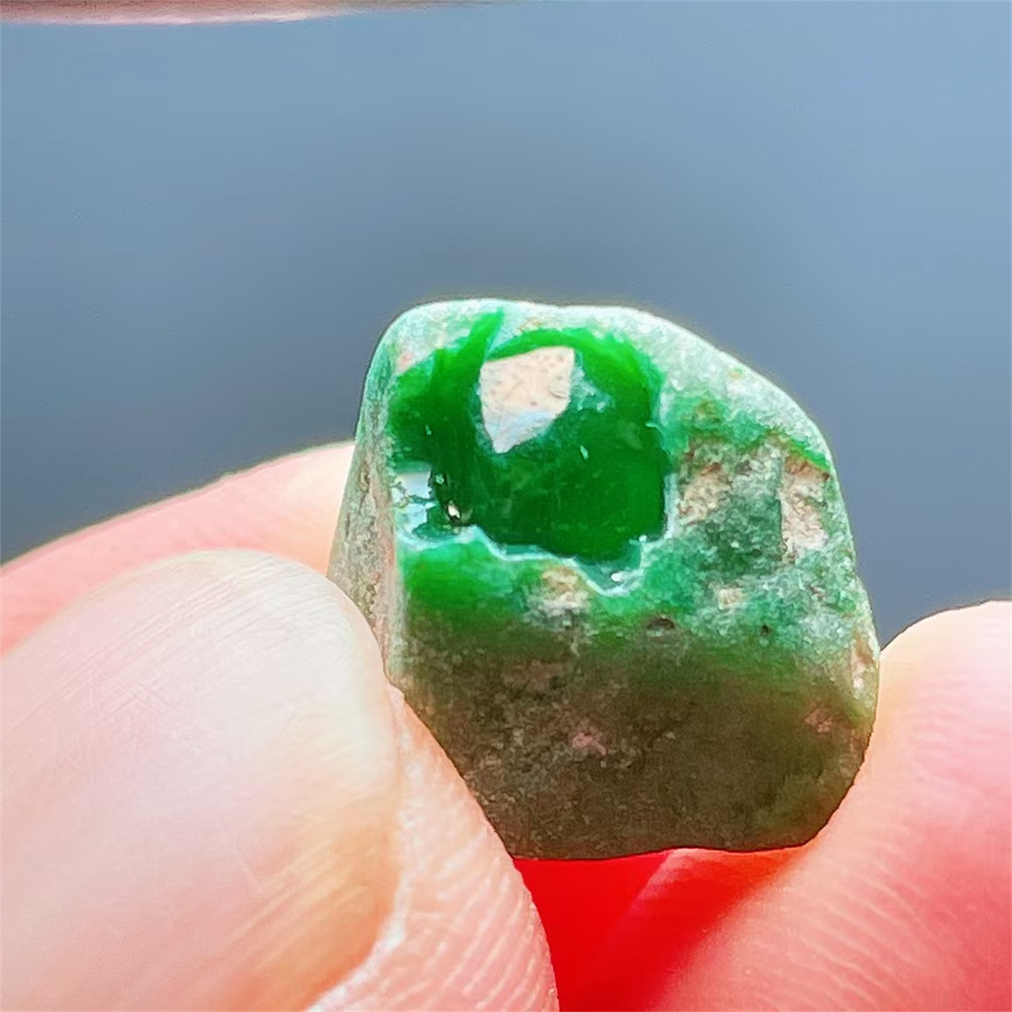 精品缅甸天然翡翠原石色料戒面料