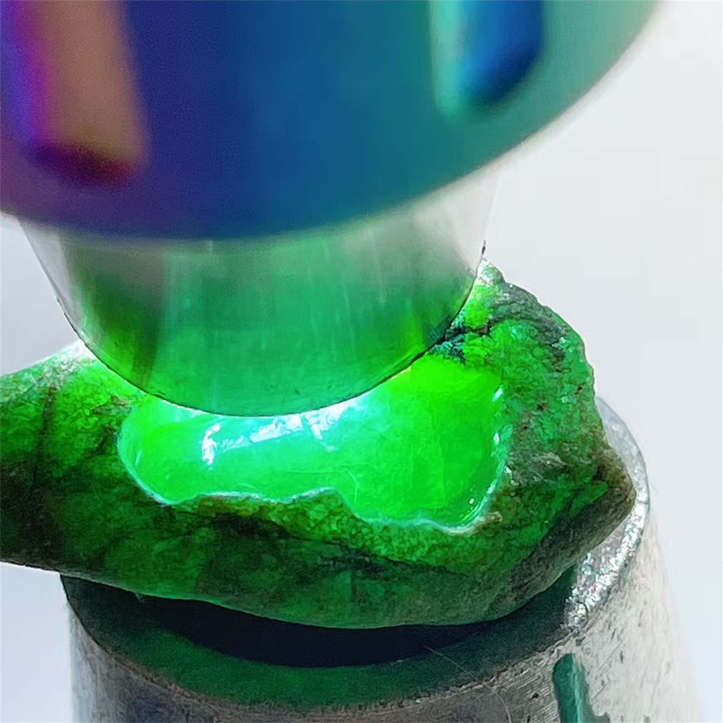 精品缅甸天然翡翠原石色料戒面料