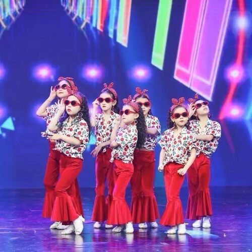 儿童8090年代港风喇叭裤演出服复古潮流走秀服饰